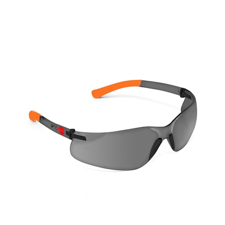 Gray Shaded Safety Glasses, Wraparound, Polycarbonate Lens